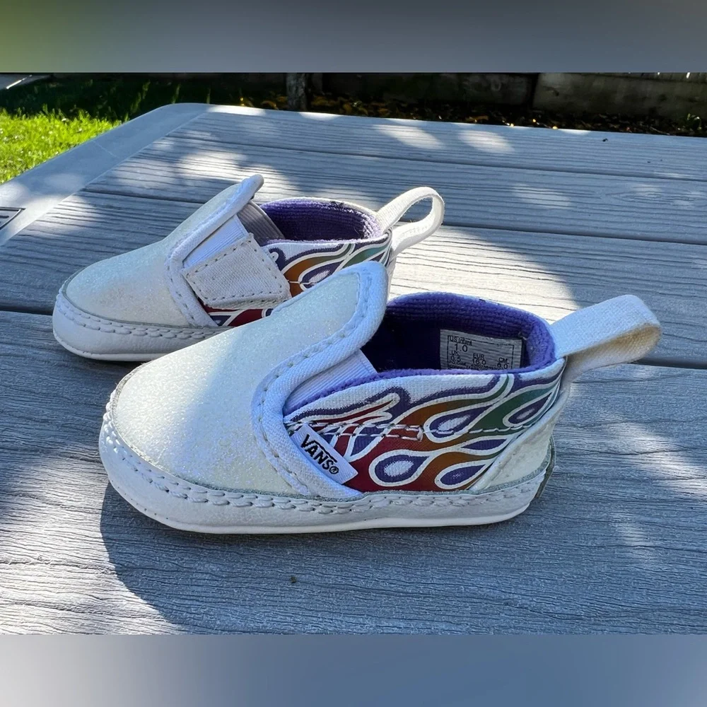 Baby VANS Slip-On V Crib Sparkle Flame Shoes